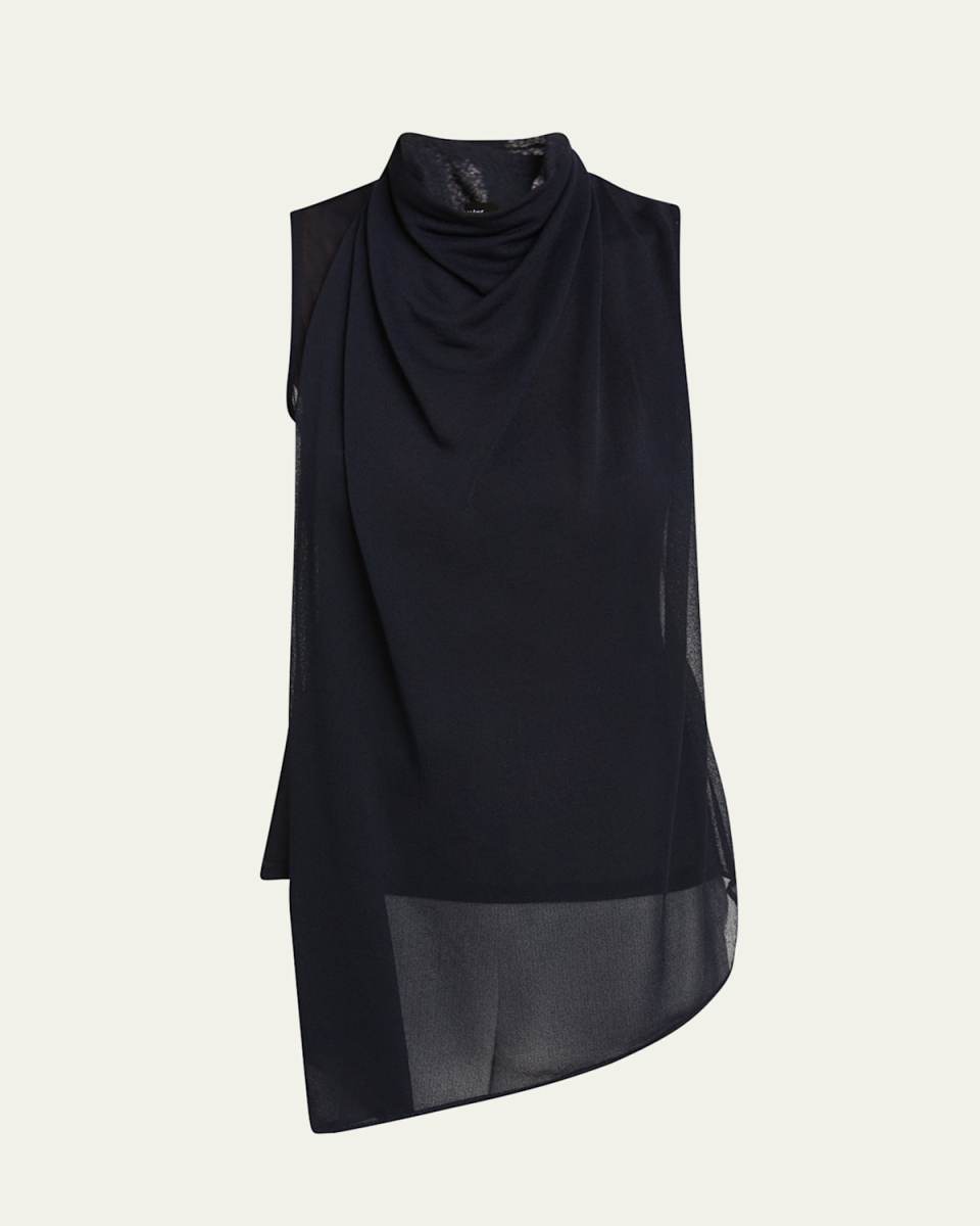 Sage Cowl-Neck Crepe Jersey Sleeveless Top